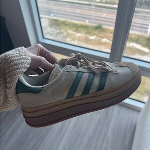 Adidas Gazelle Platform Sneakers - Cream & Green